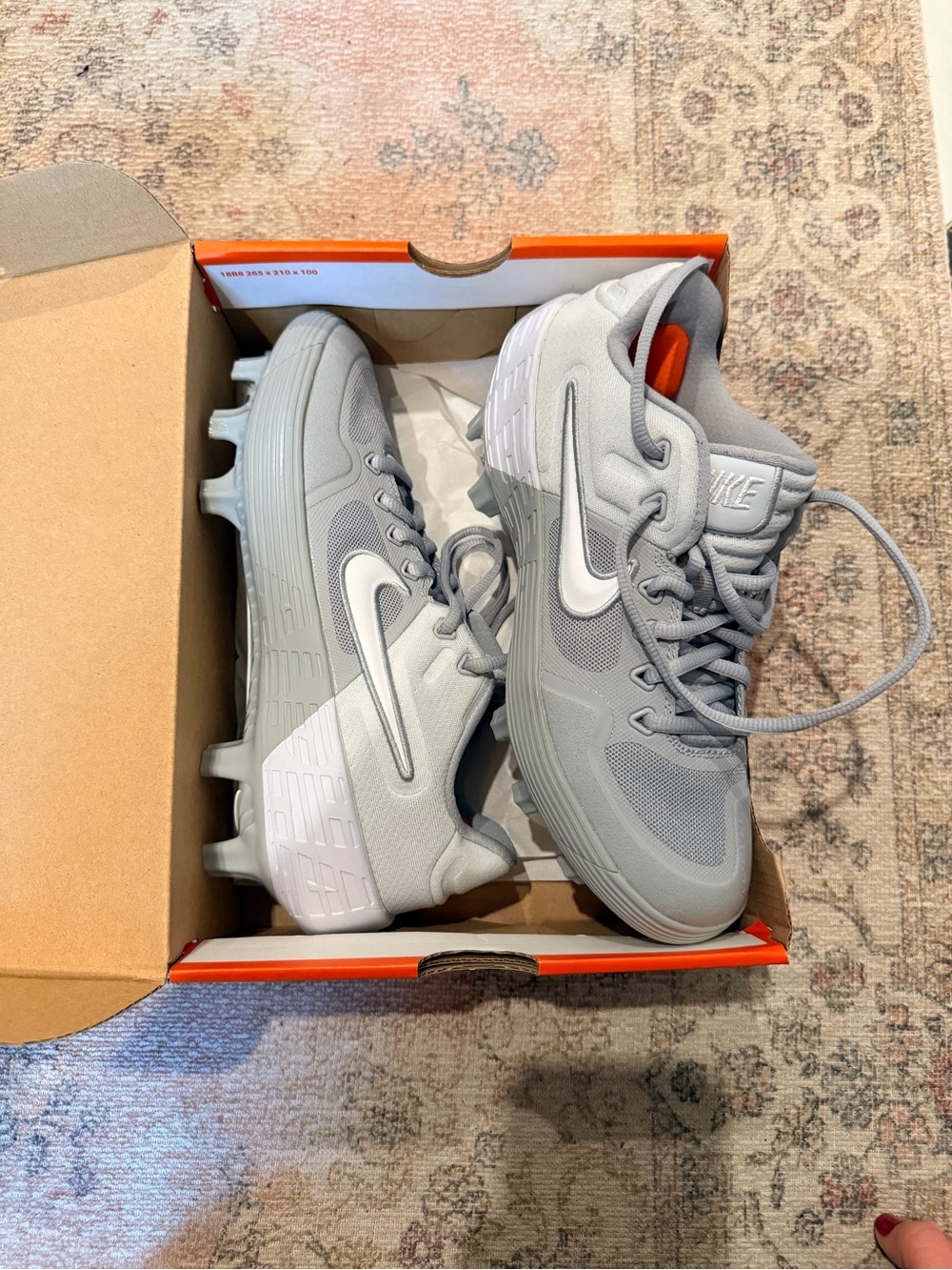 Nike Kids Light Gray & White Cleats